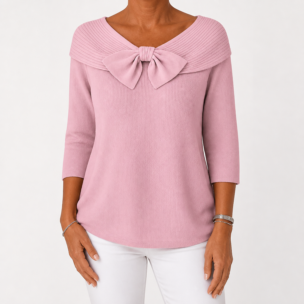 Arabella | Womens Jumper Knitted Long Sleeve French Light Knit Sweater Top, Pink