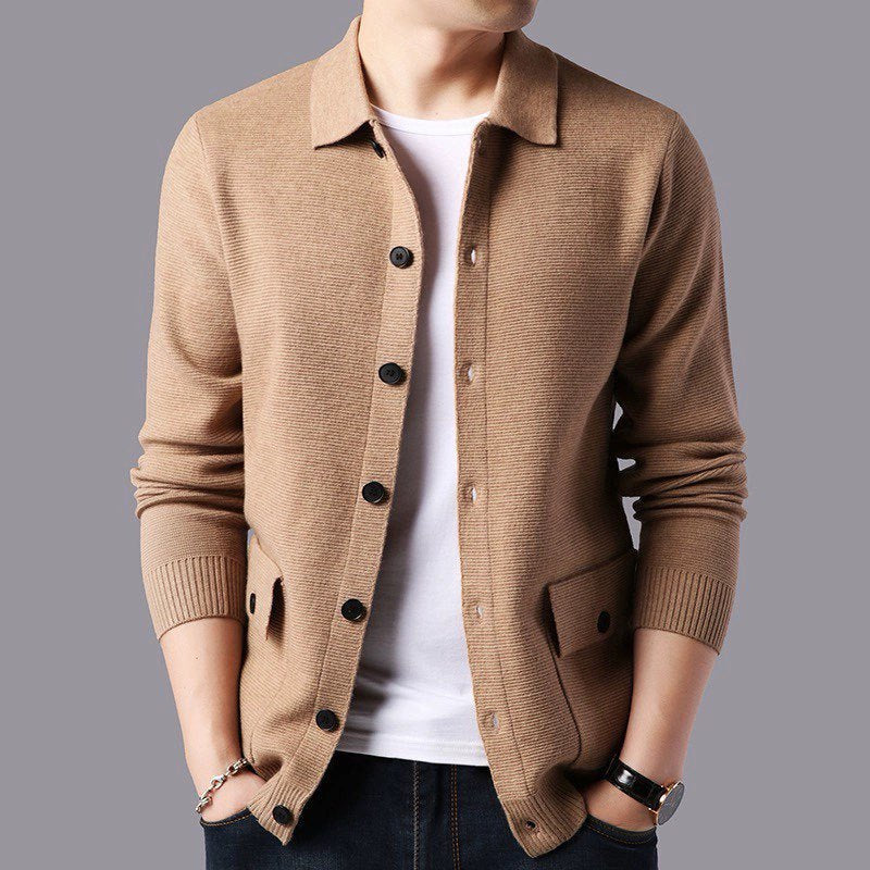 Auberon | Mens Business Casual Knit Cardigan Slim Fit Jumper Jacket - 1