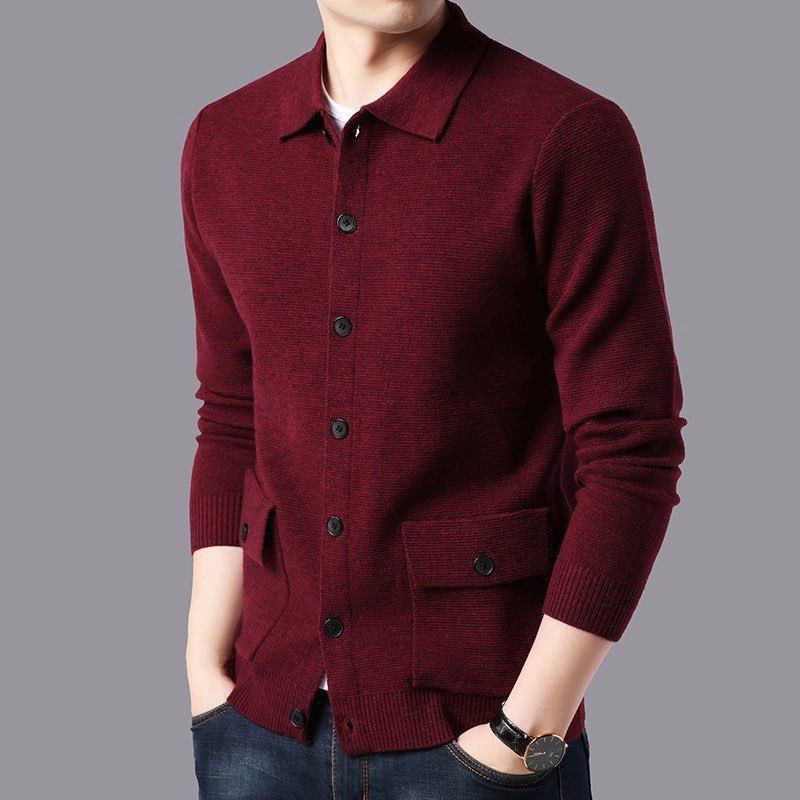 Auberon | Mens Business Casual Knit Cardigan Slim Fit Jumper Jacket - 2