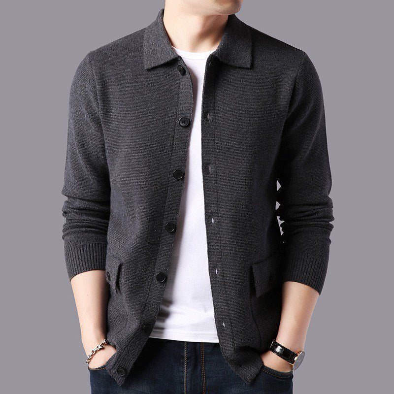 Auberon | Mens Business Casual Knit Cardigan Slim Fit Jumper Jacket - 3