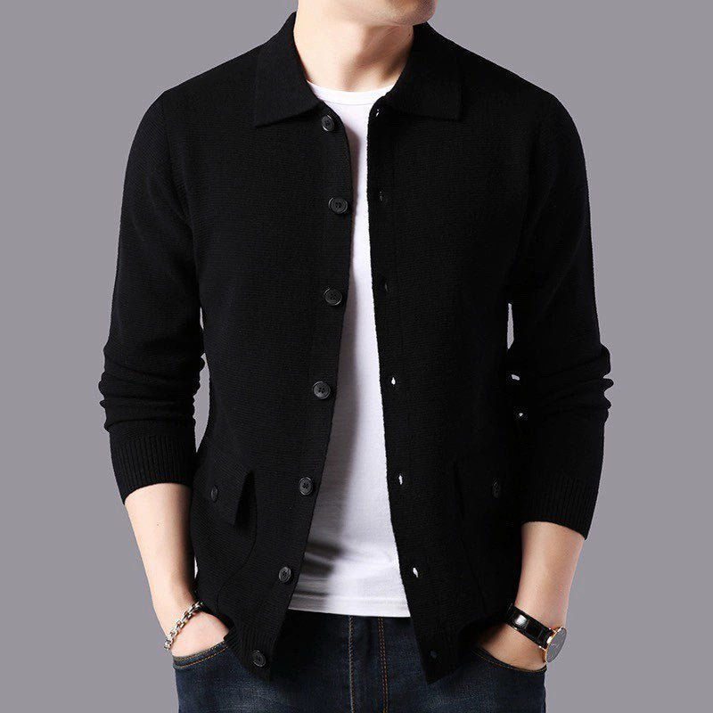 Auberon | Mens Business Casual Knit Cardigan Slim Fit Jumper Jacket - 4