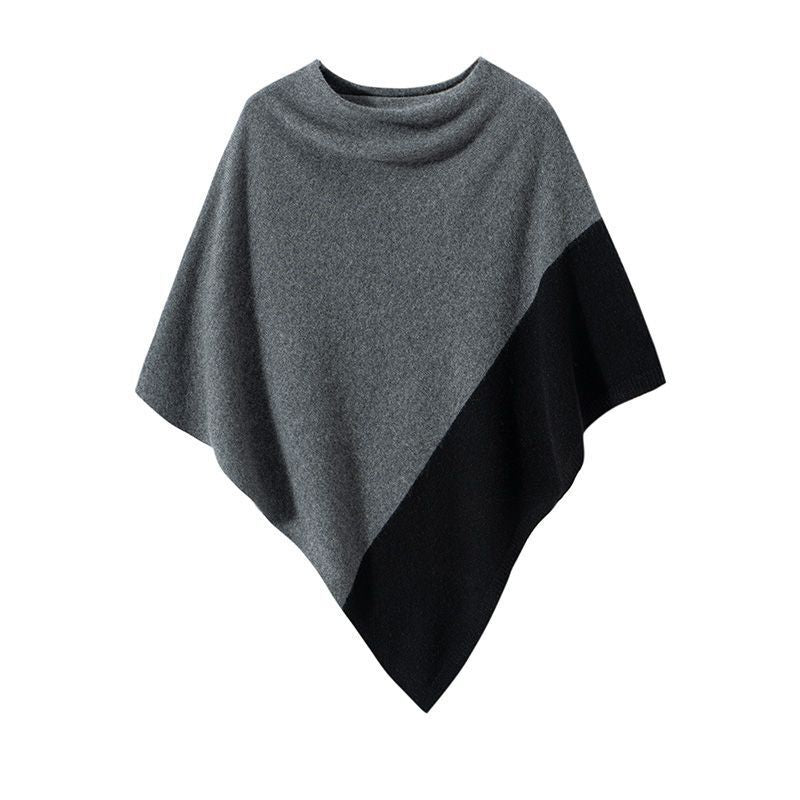 Aurelie | Womens Contrast Knitted Wrap Shawl Poncho Cape - 2
