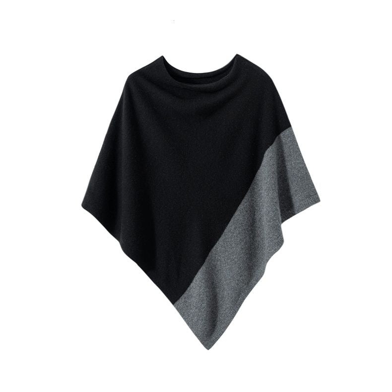 Aurelie | Womens Contrast Knitted Wrap Shawl Poncho Cape - 4