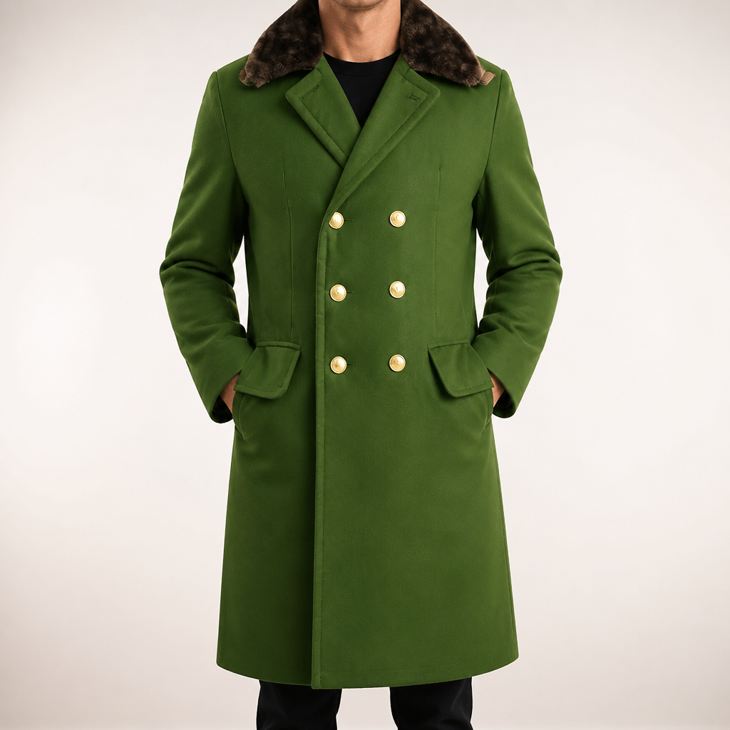 Aurelius | Mens Winter Long Military Padded Warm Thickened Coat, Green 2