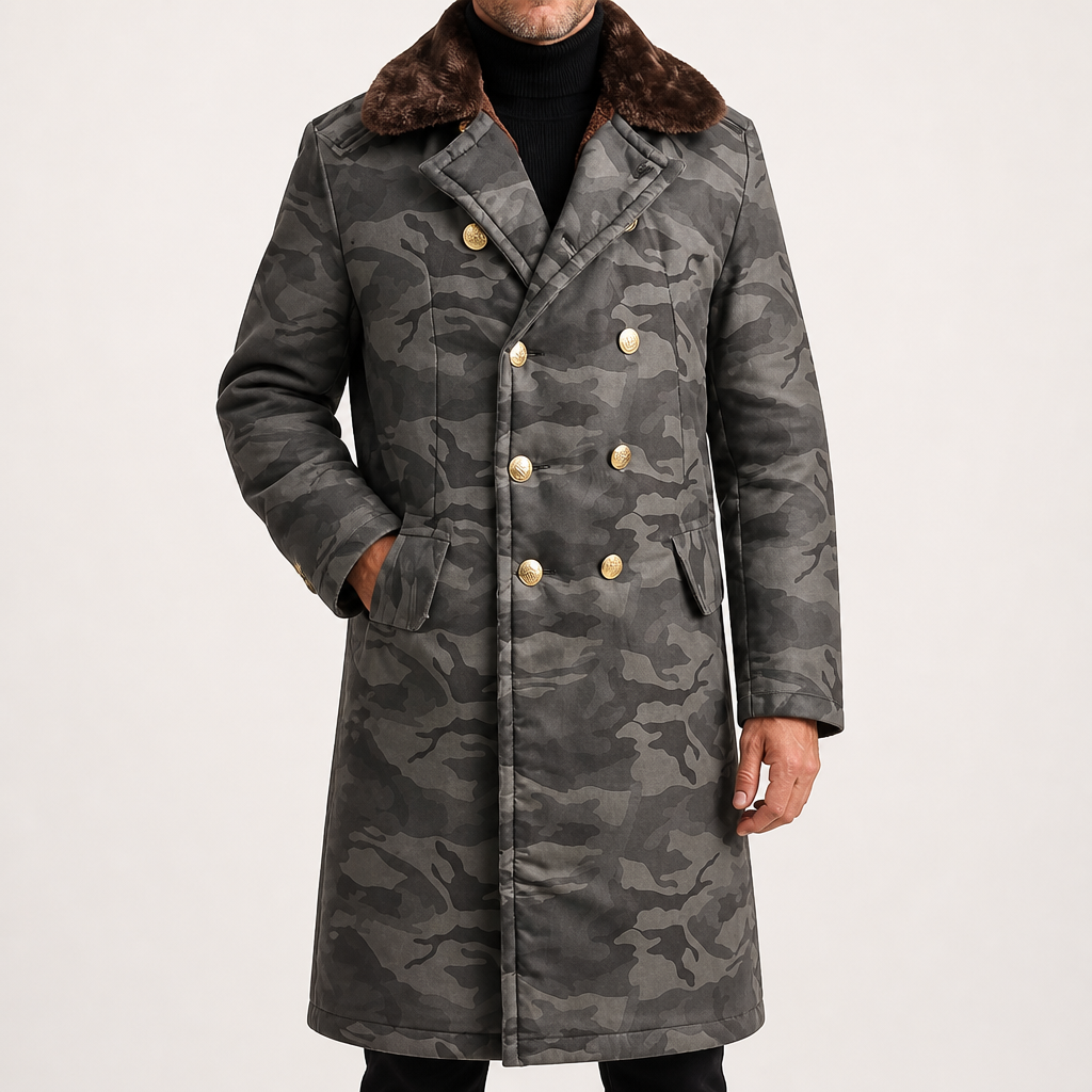 Aurelius | Mens Winter Long Military Padded Warm Thickened Coat, Grey