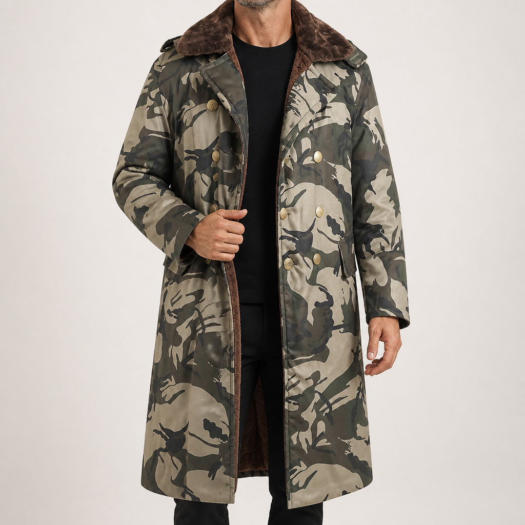 Aurelius | Mens Winter Long Military Padded Warm Thickened Coat, Tan