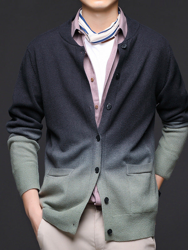 Barnaby | Mens Gradient Knit Cardigan Premium Jumper Coat - 1
