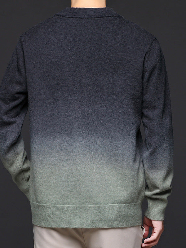 Barnaby | Mens Gradient Knit Cardigan Premium Jumper Coat - 2