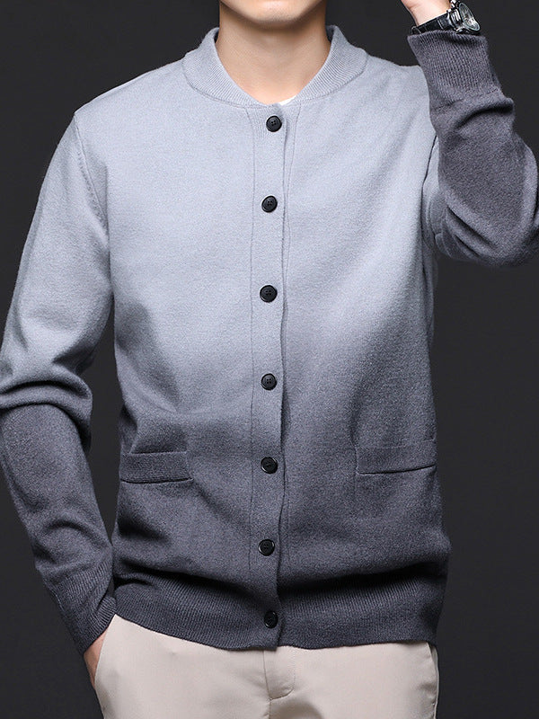Barnaby | Mens Gradient Knit Cardigan Premium Jumper Coat - 4