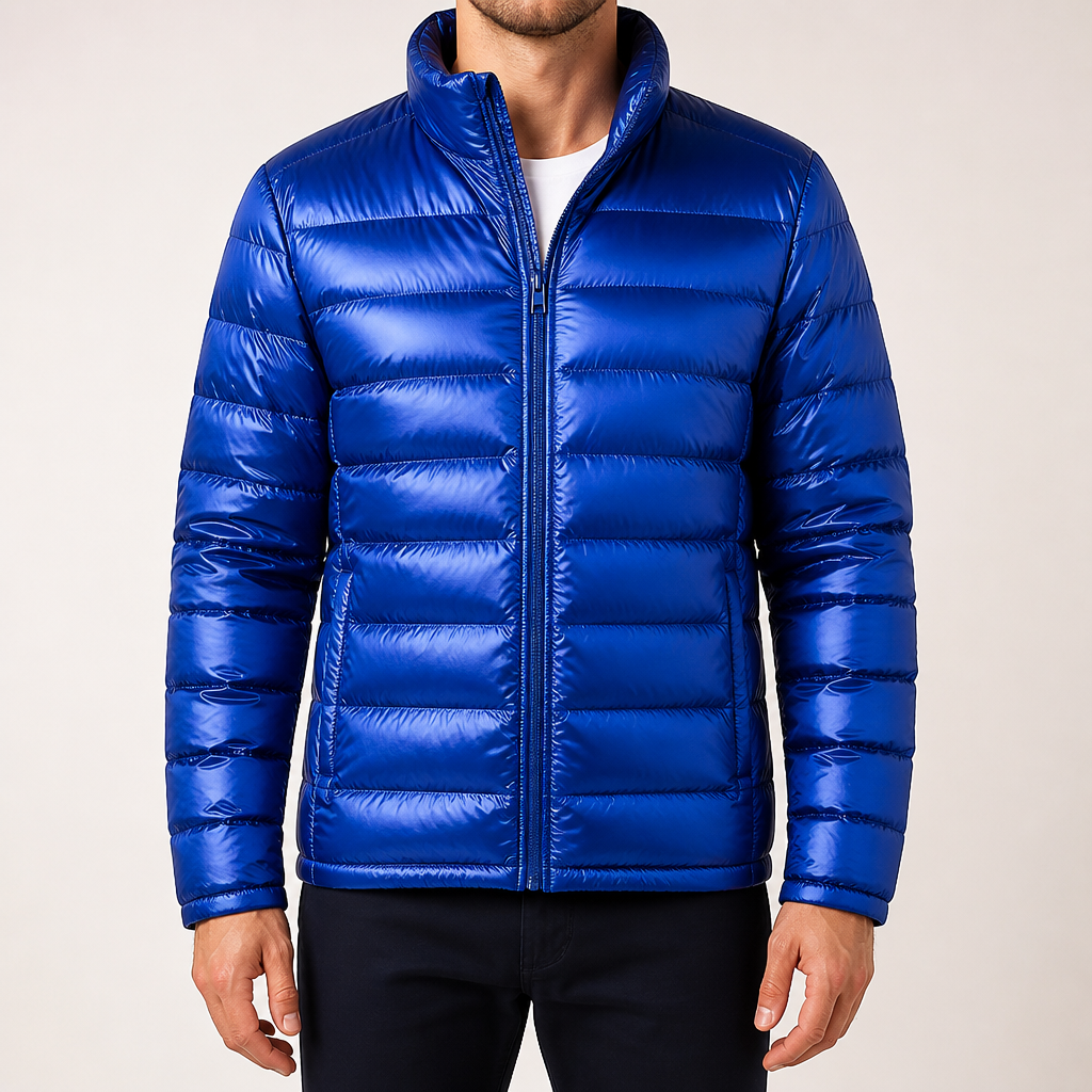Barnaby | Mens Quilted Lightweight Puffer Winter Hooded Jacket, Sapphire Blue