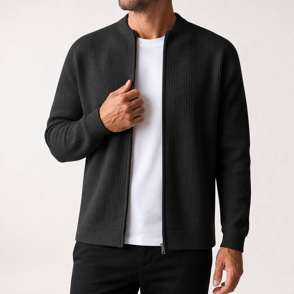 Barnaby | Mens Varsity Jacket Corduroy Baseball Bomber Casual Jacket, Black
