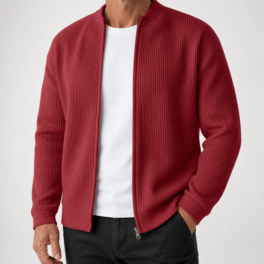 Barnaby | Mens Varsity Jacket Corduroy Baseball Bomber Casual Jacket, Burgundy