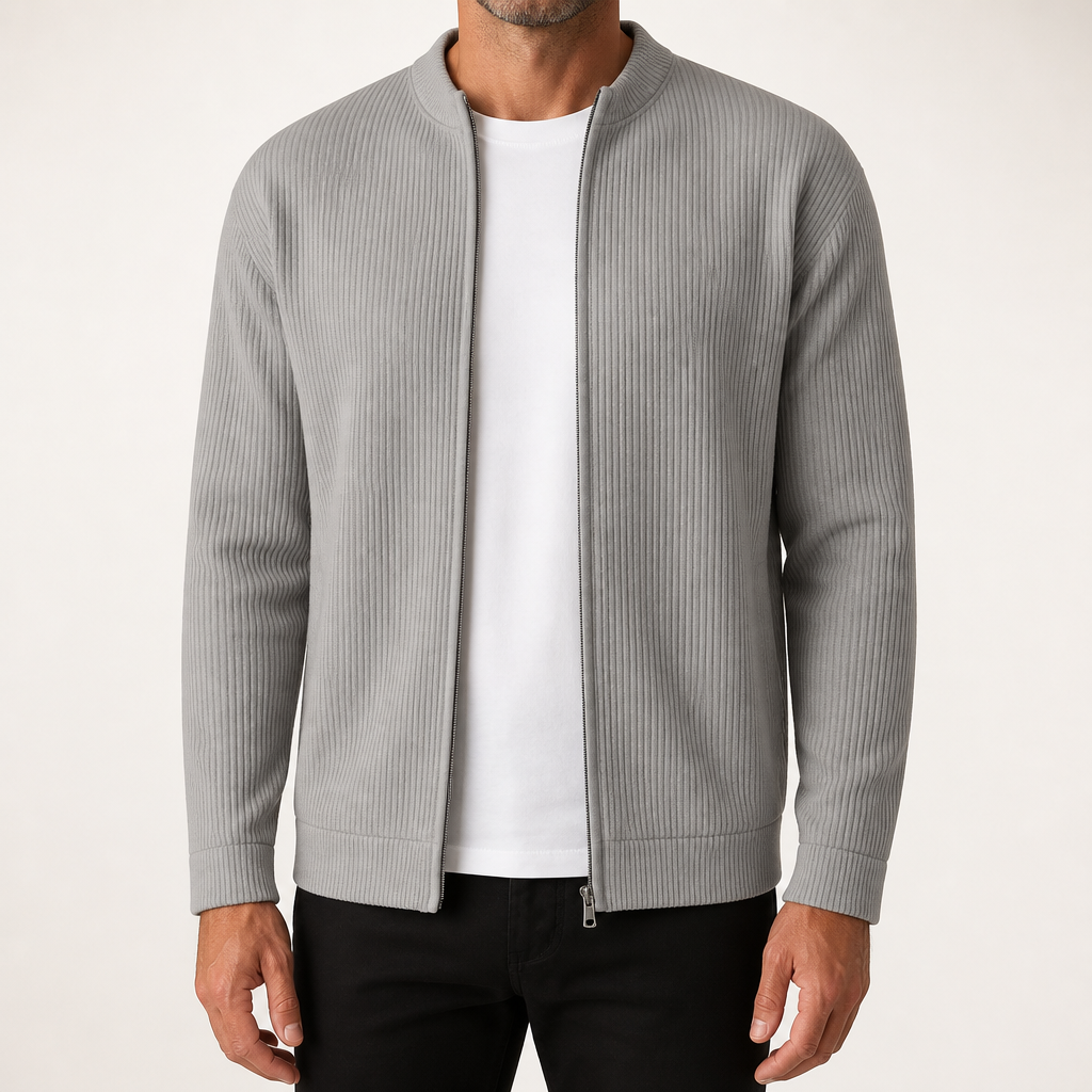 Barnaby | Mens Varsity Jacket Corduroy Baseball Bomber Casual Jacket, Light Gray