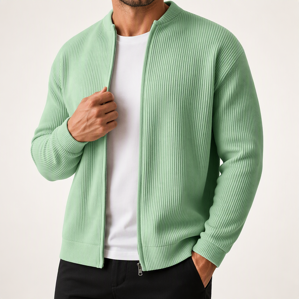 Barnaby | Mens Varsity Jacket Corduroy Baseball Bomber Casual Jacket, Light Green