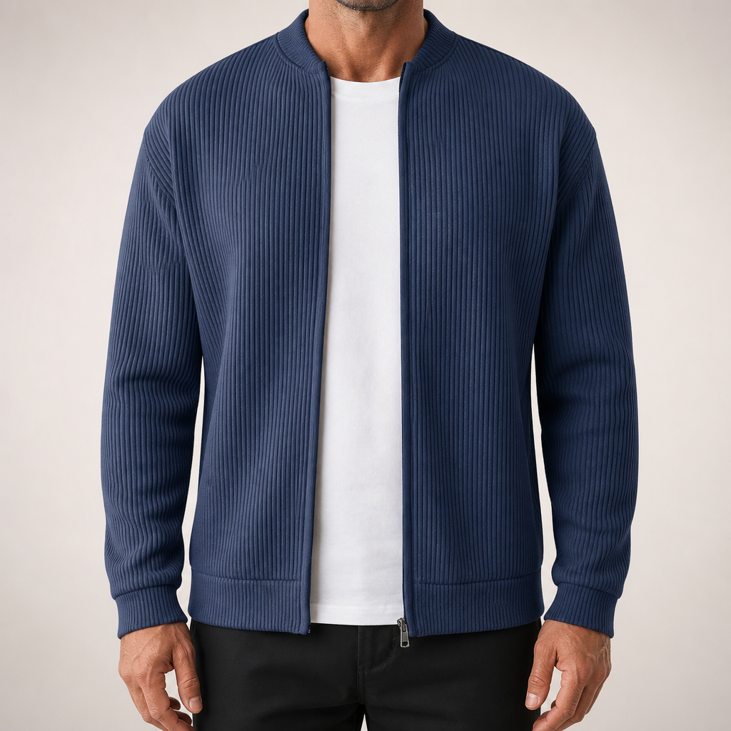 Barnaby | Mens Varsity Jacket Corduroy Baseball Bomber Casual Jacket, Navy Blue