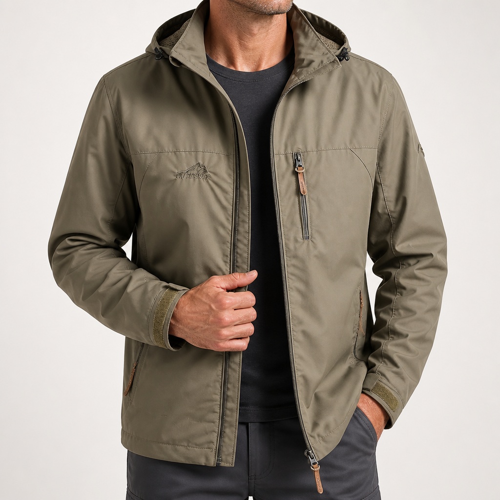 Baxter | Mens Lightweight Sports Windbreaker Casual Outdoor Rain Jacket, Khaki