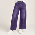 Beatrix | Womens Plus Size High Waisted Wide Leg Denim Jeans, Deep Purple