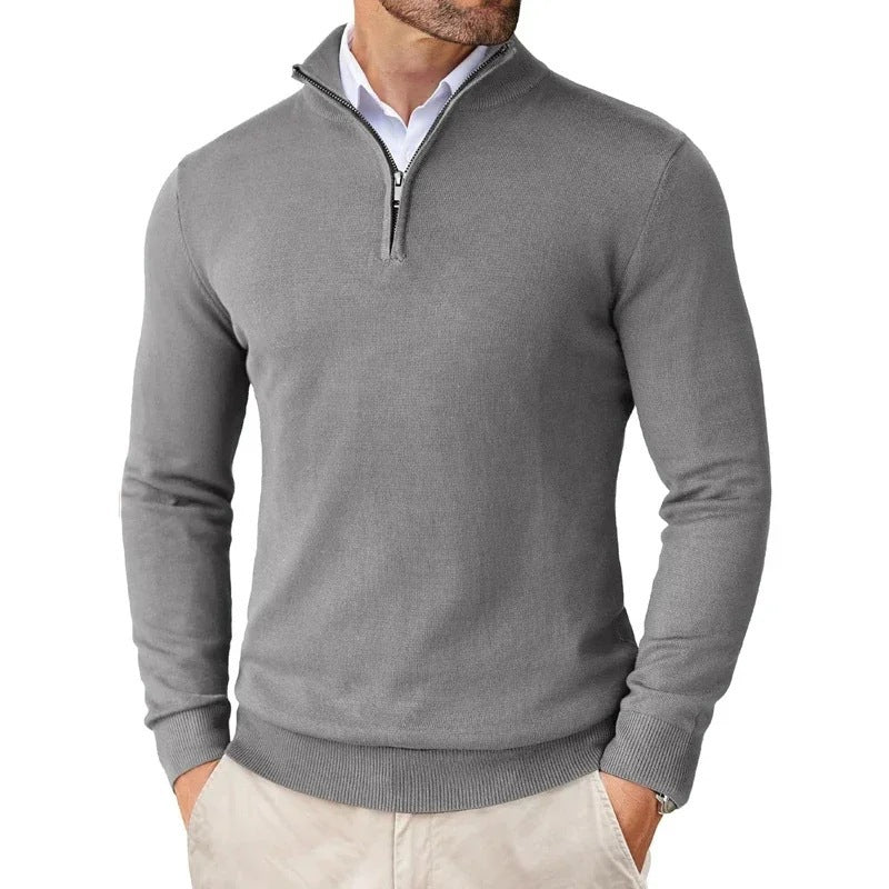 Beckett | Mens Quarter Zip Stand Collar Sweatshirt Pullover Knitted Jumper - 1