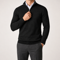 Beckett | Mens Quarter Zip Stand Collar Sweatshirt Pullover Knitted Jumper, Black