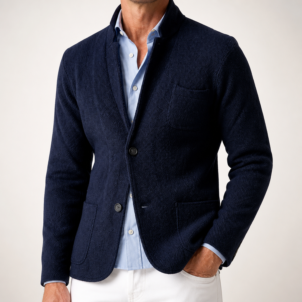 Bertram | Mens Casual Lapel Autumn Jacket, Navy Blue