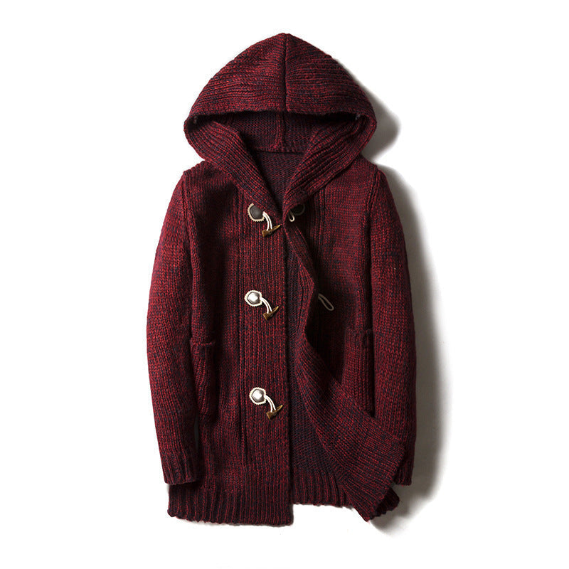 Bram | Mens Hooded Knit Toggle Cardigan Jumper Winter Coat - 4