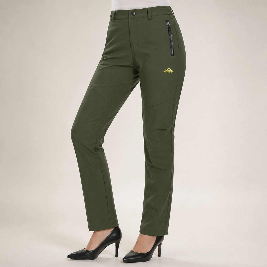 Bruno | Womens Cargo Trousers Fleece Lined Warm Winter Combat Pants, Army Green