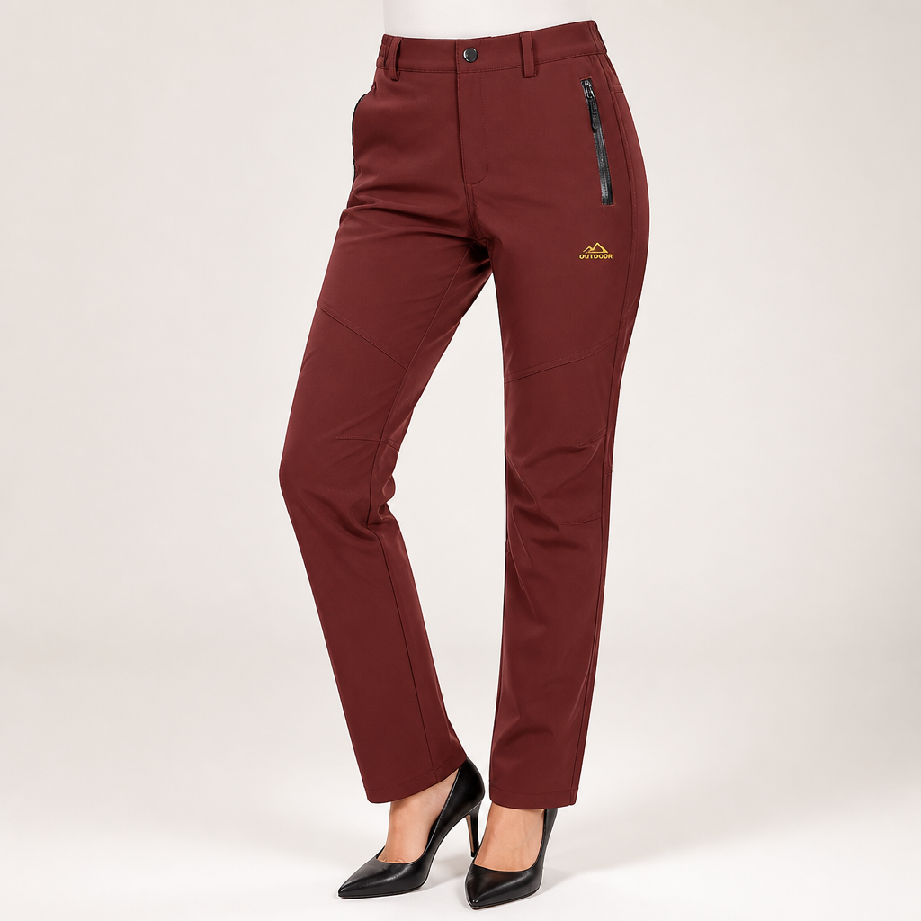 Bruno | Womens Cargo Trousers Fleece Lined Warm Winter Combat Pants, Wine Red