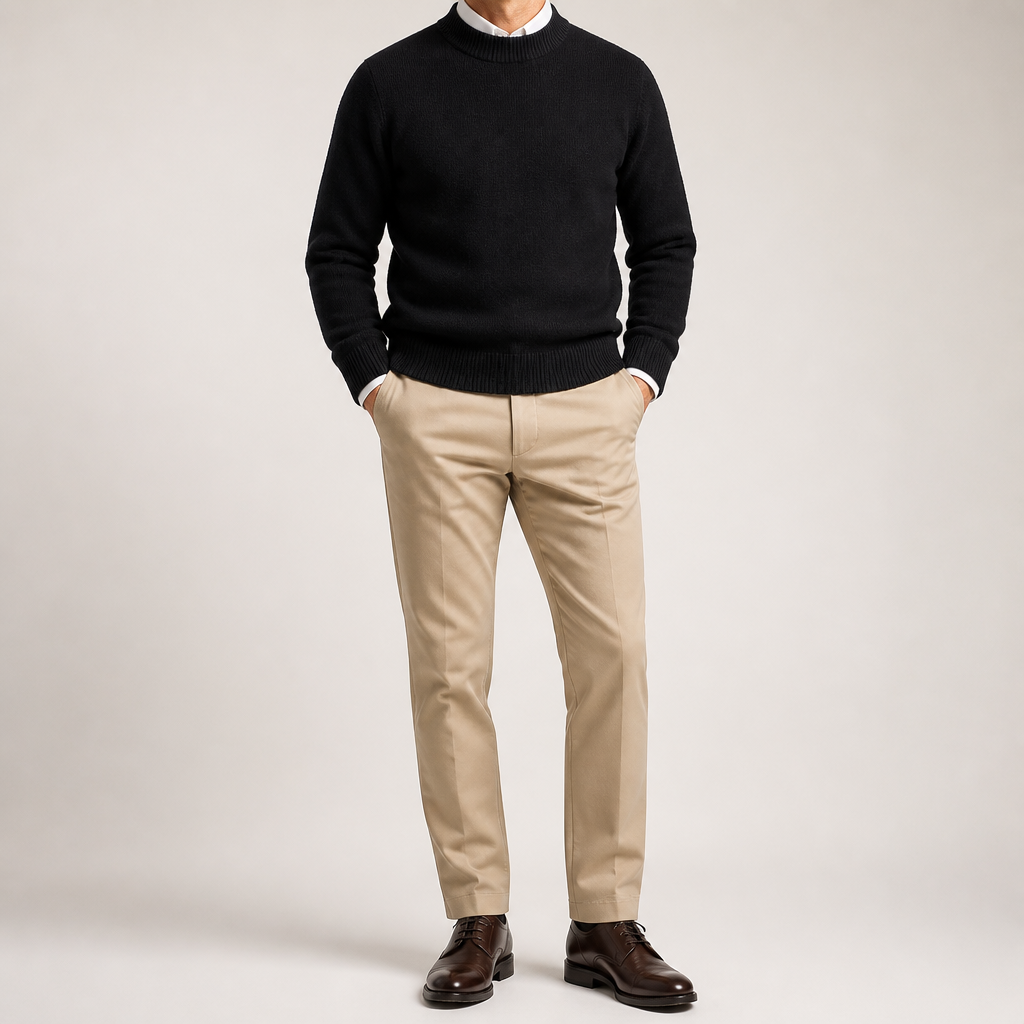 Callum | Mens Half Turtleneck Knitted Pullover Jumper, Black