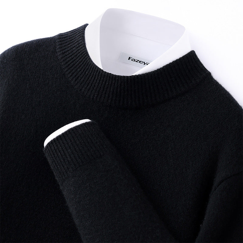 Callum | Mens Half Turtleneck Knitted Pullover Jumper - Black