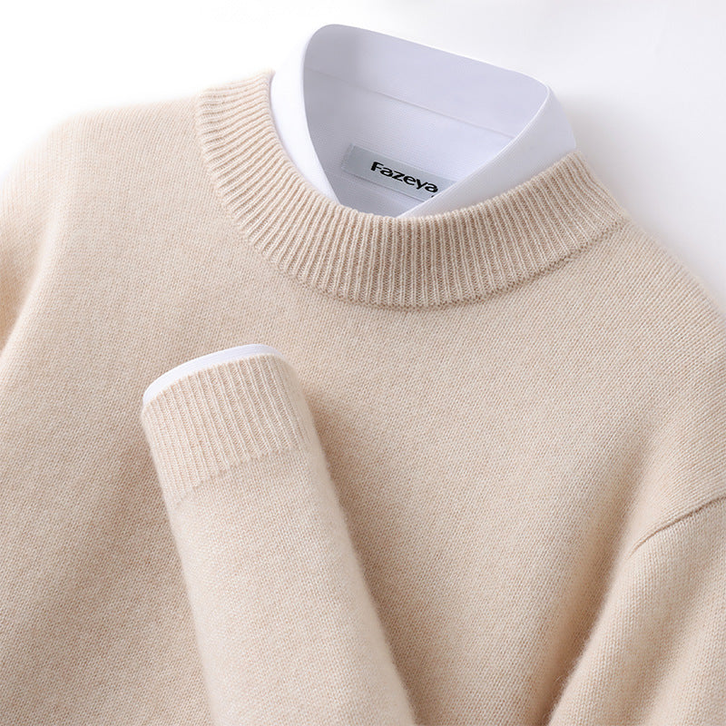 Callum | Mens Half Turtleneck Knitted Pullover Jumper - Cream