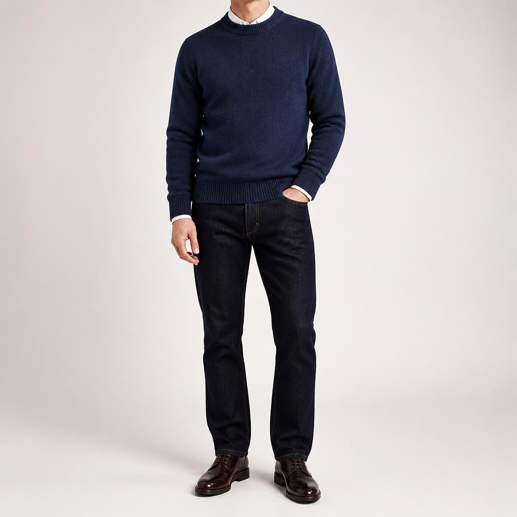 Callum | Mens Half Turtleneck Knitted Pullover Jumper, Royal Blue