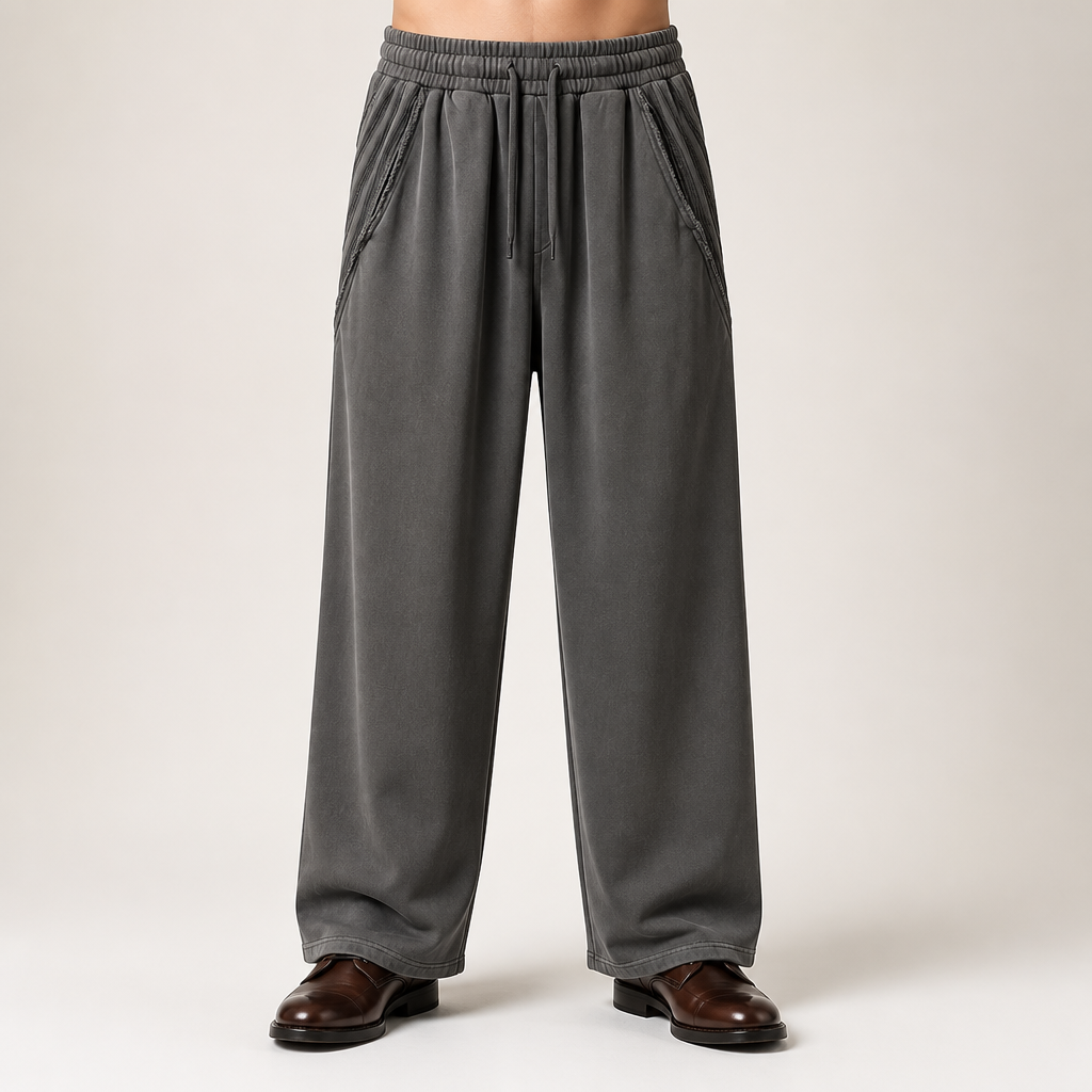 Camilla | Mens Joggers Sweatpants Wide Leg Heavyweight Casual Trousers, Dark Gray