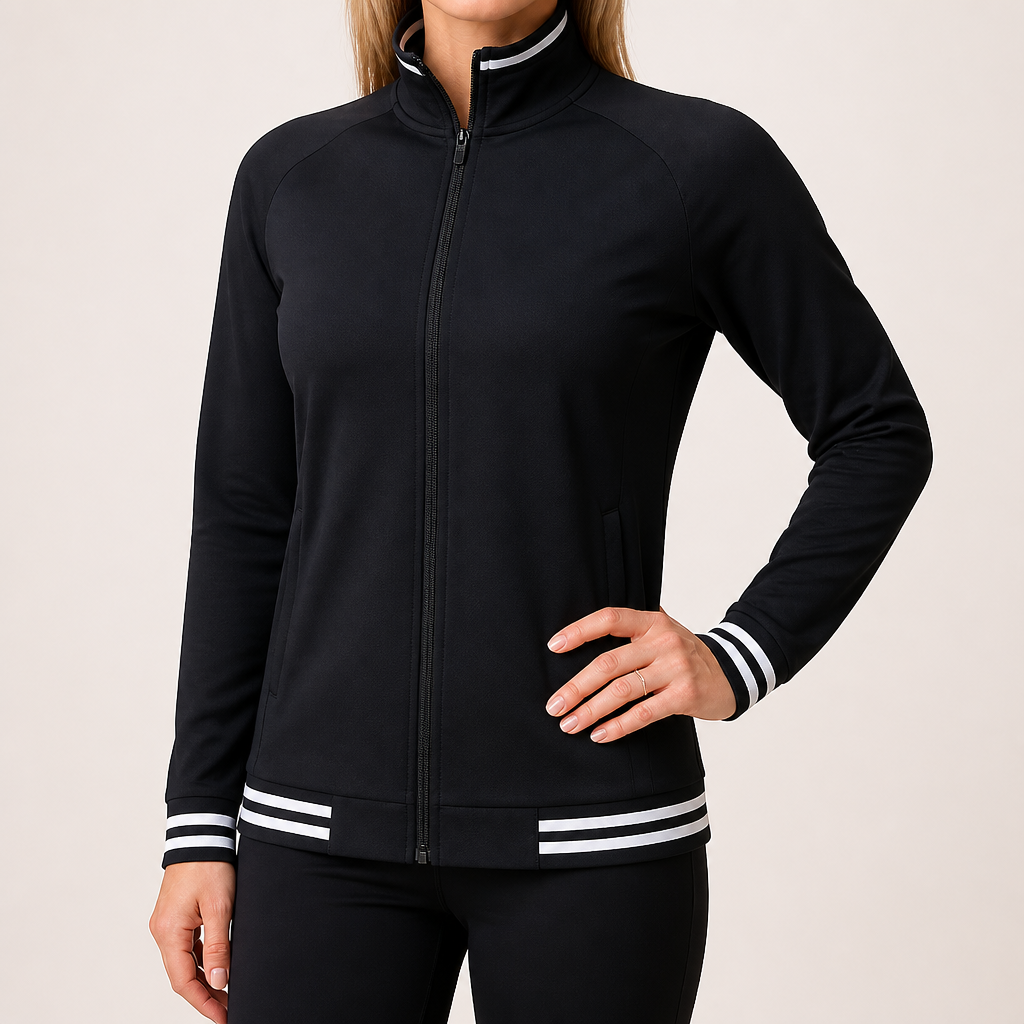 Camilla | Womens Varsity Tracksuit Zip Up Baseball Jacket Two Piece Sports Set, Black