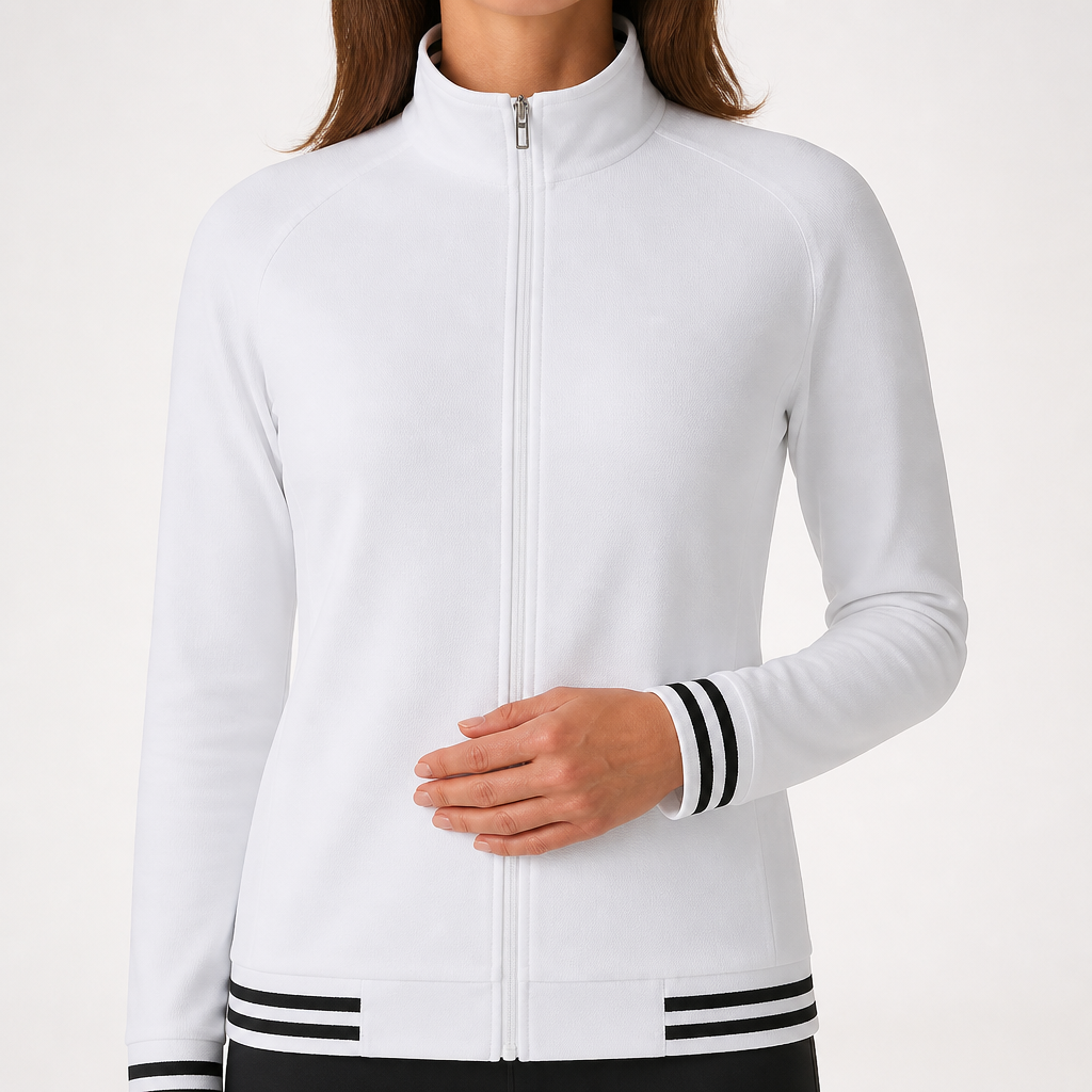 Camilla | Womens Varsity Tracksuit Zip Up Baseball Jacket Two Piece Sports Set, White