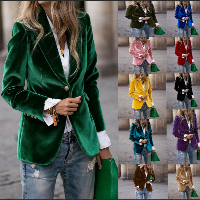 Camille | Womens Slim Fit Velvet Blazer - 1