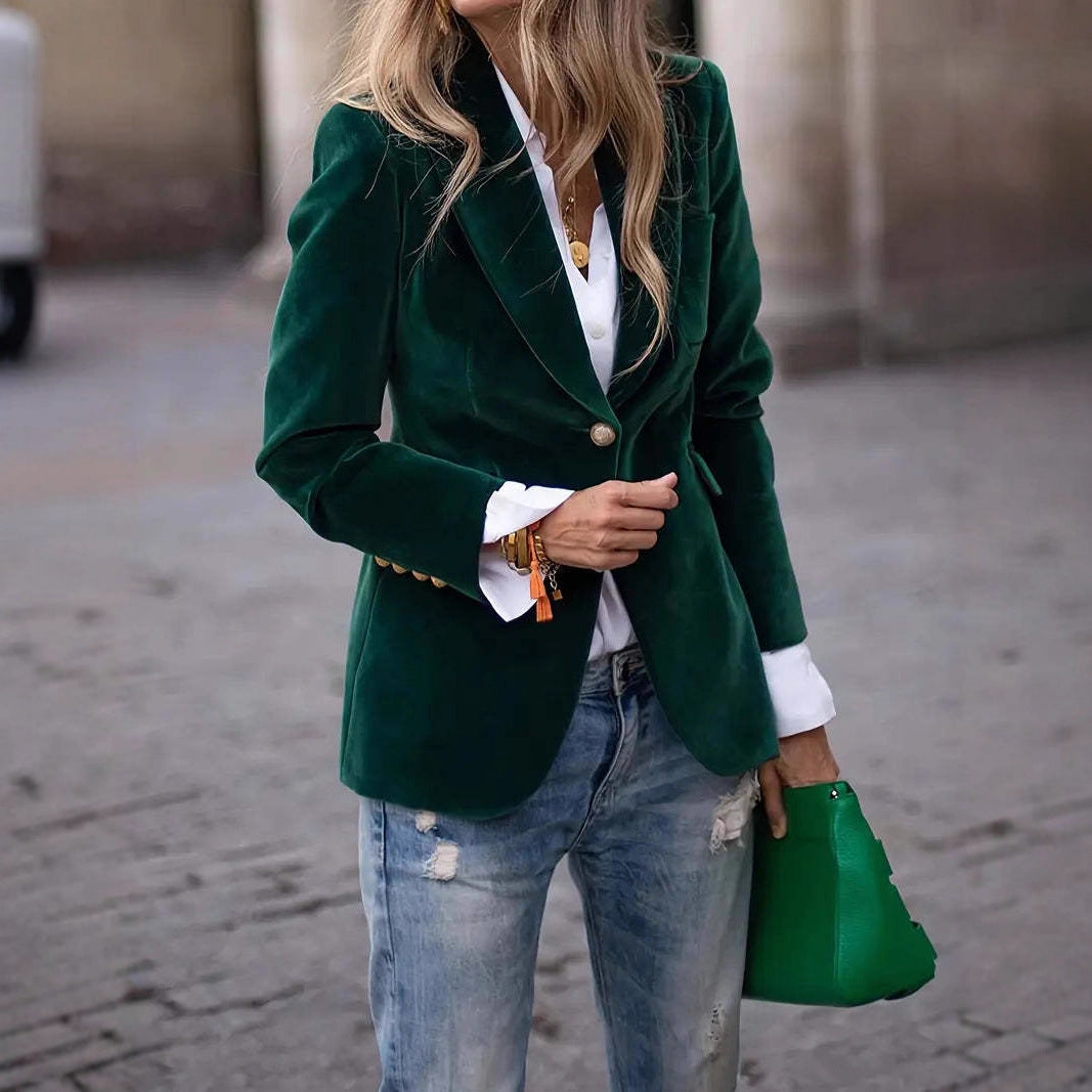 Camille | Womens Slim Fit Velvet Blazer - 4