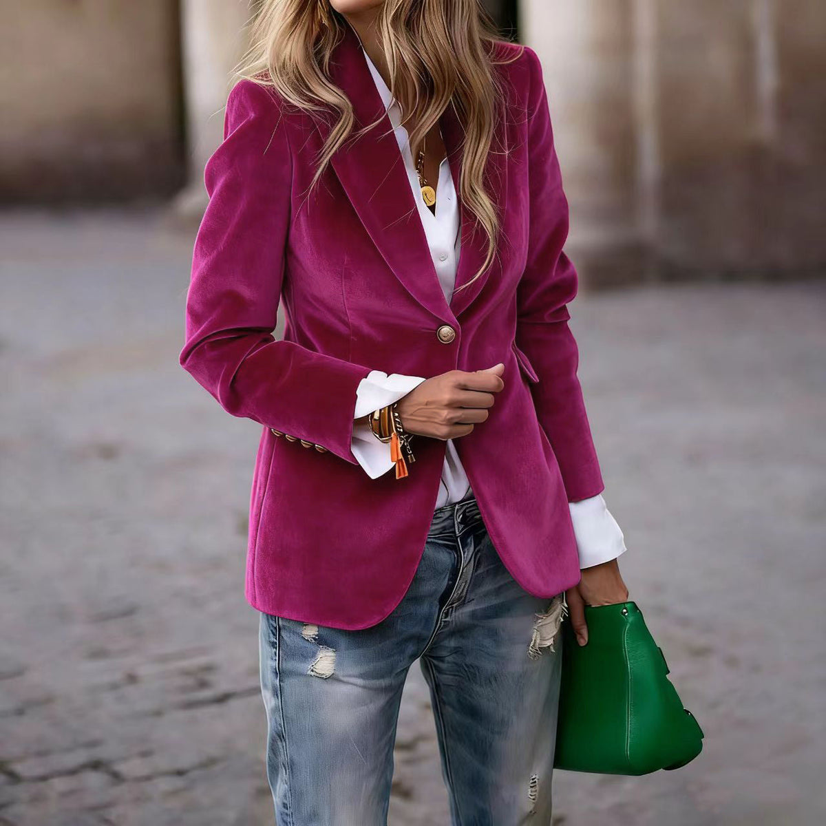 Camille | Womens Slim Fit Velvet Blazer - 6