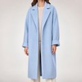 Cassia | Womens Longline Wool Blend Coat Long Winter Coat, Light Blue