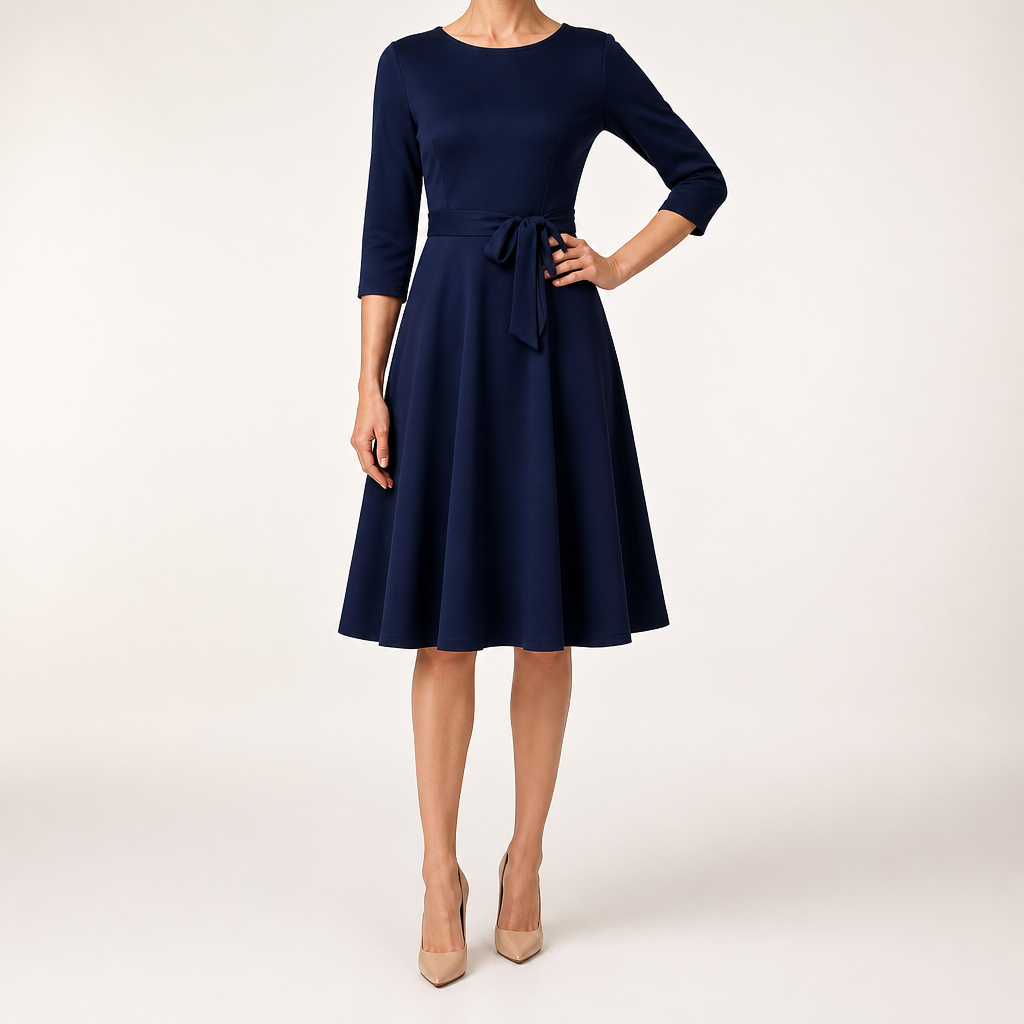 Celeste | Cocktail A Line Midi Wedding Guest Formal Dresses, Navy