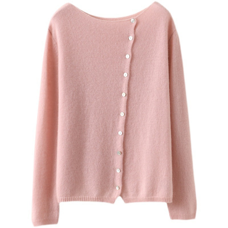 Celestine | Womens Single Breasted Cashmere Touch Cardigan Crew Neck Fine Knit - 5