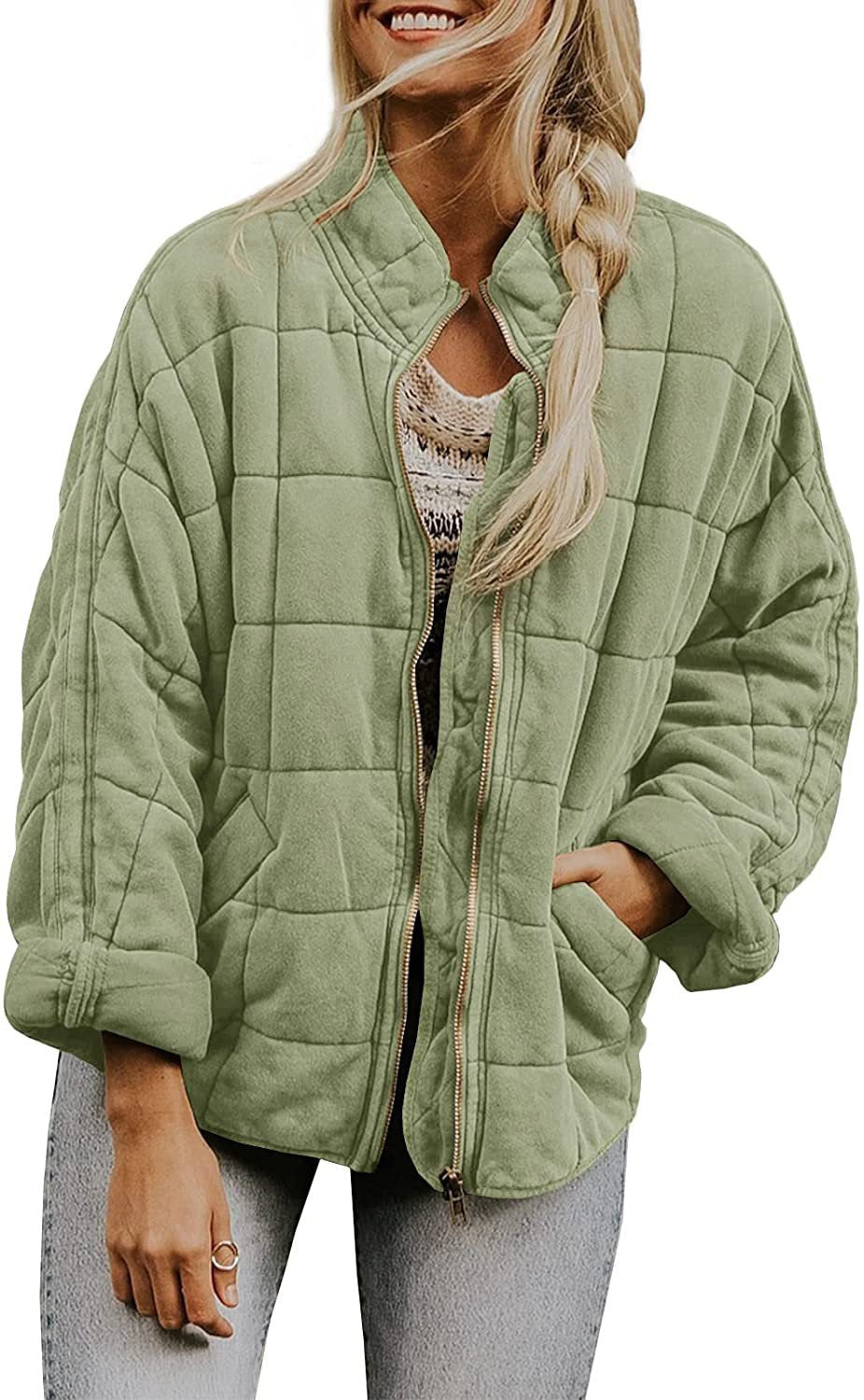 Cilla | Womens Stand Collar Padded Jacket - Mint Green
