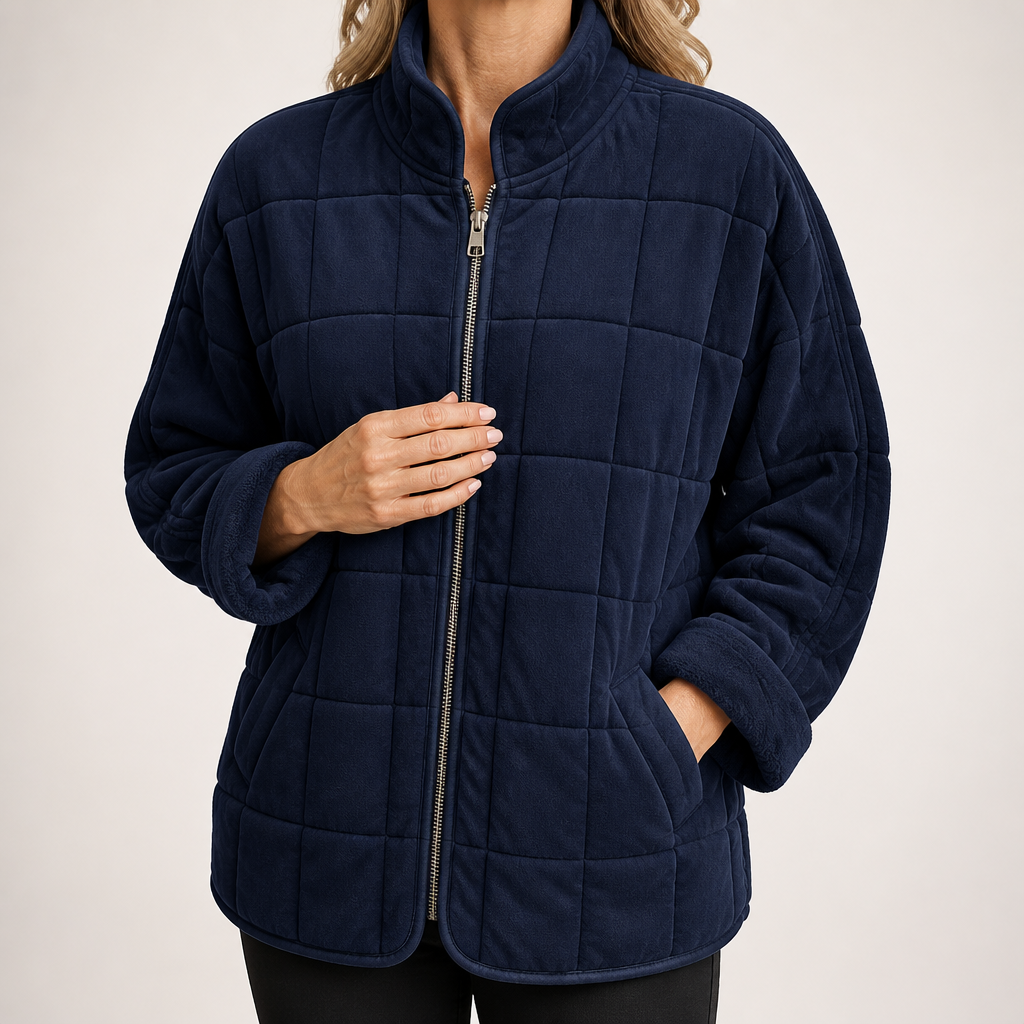 Cilla | Womens Puffer Jacket Padded Stand Collar Winter Warm Jacket, Navy