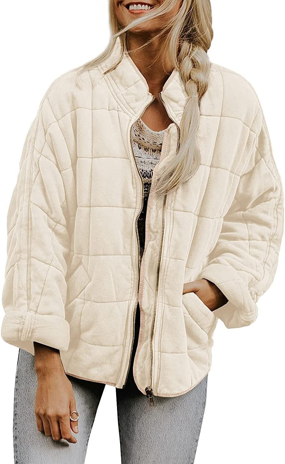 Cilla | Womens Stand Collar Padded Jacket - Off White