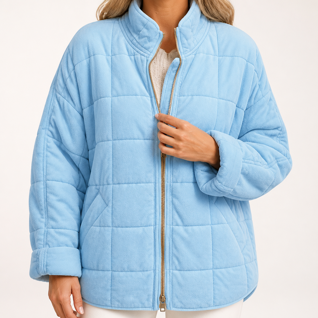 Cilla | Womens Puffer Jacket Padded Stand Collar Winter Warm Jacket, Sky Blue