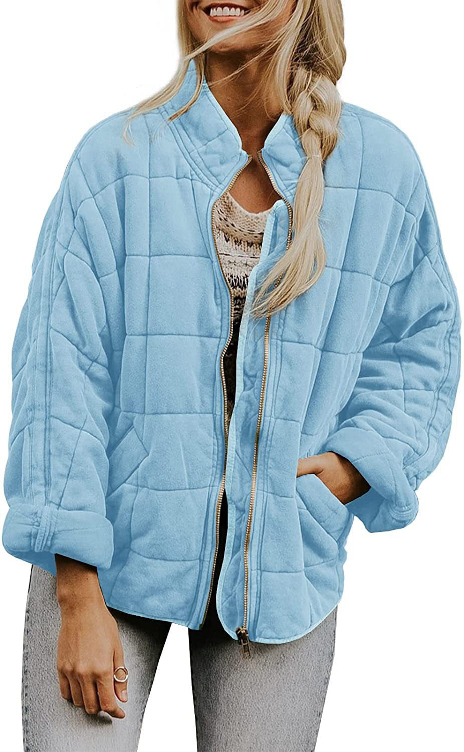 Cilla | Womens Stand Collar Padded Jacket - Sky Blue