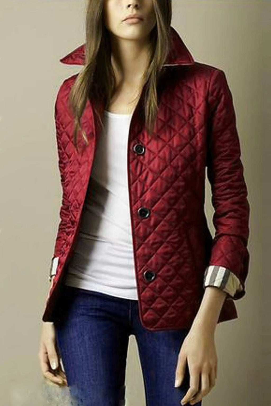 Clara | Womens Quilted Slim Fit Winter Jacket, Burgundy