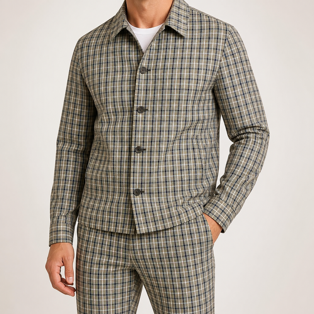 Cleo | Mens Tracksuit Shacket Two Piece Set Jacket Trousers Casual, Design 12