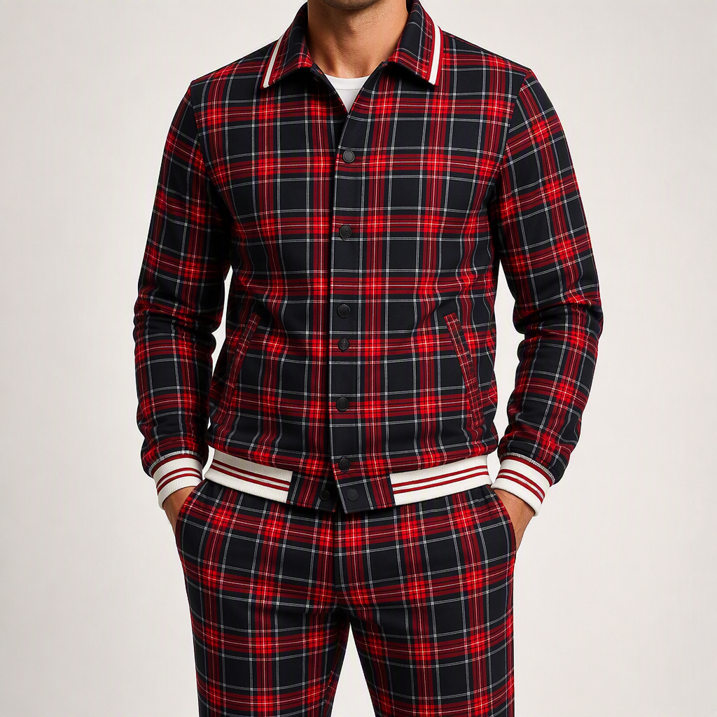 Cleo | Mens Tracksuit Shacket Two Piece Set Jacket Trousers Casual, Design 9