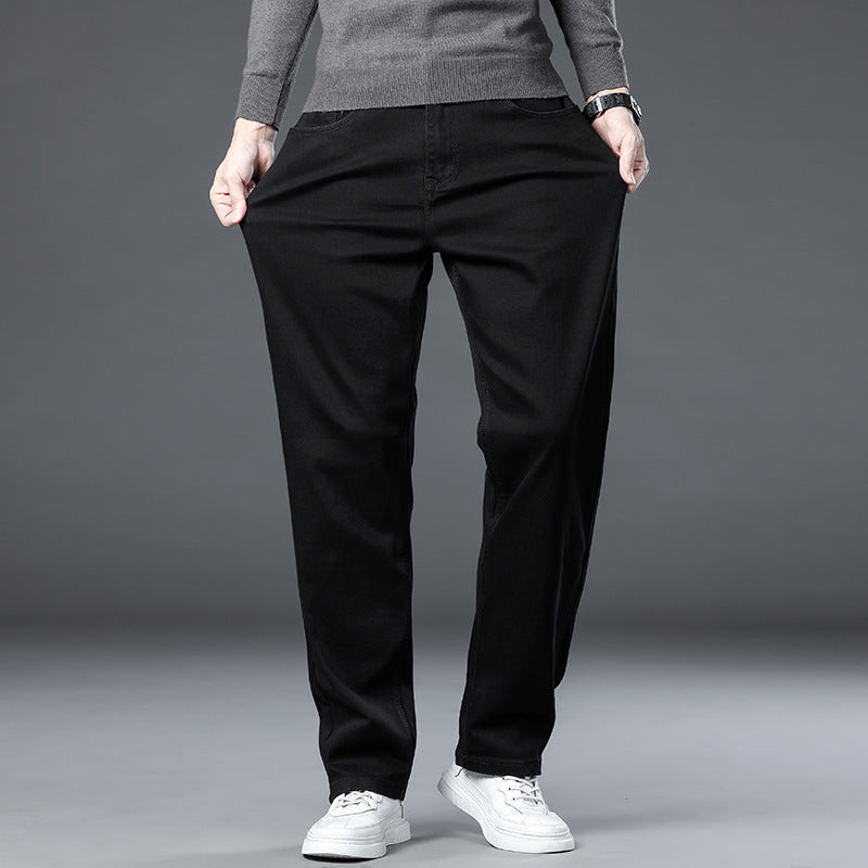 Cole | Straight Leg Stretch Mens Grey Blue Jeans - Black