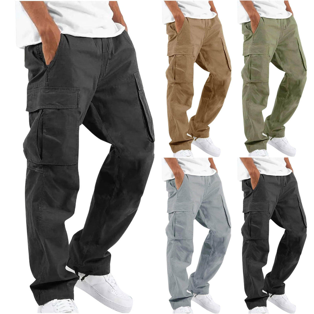 Colter | Mens Drawstring Pocket Cargo Work Trousers Pants - 1